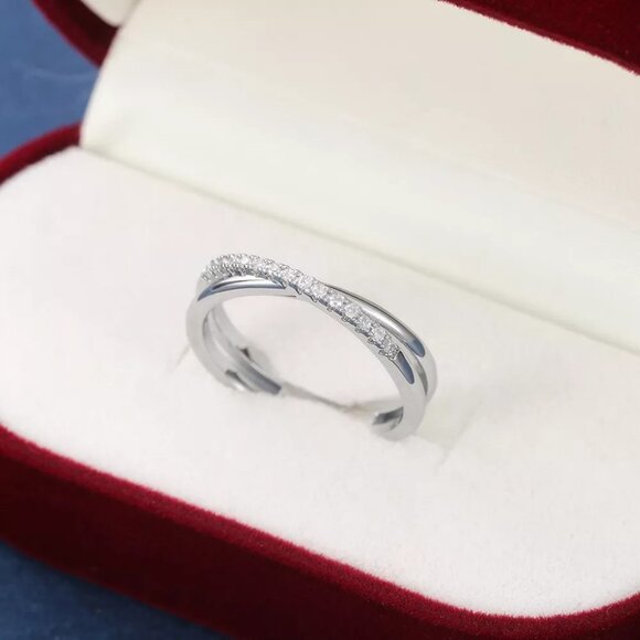 🍂  Trendy Advanced Texture 925 Silver Plated CZ Ring, FB16FA1151 - Picture 5 of 5